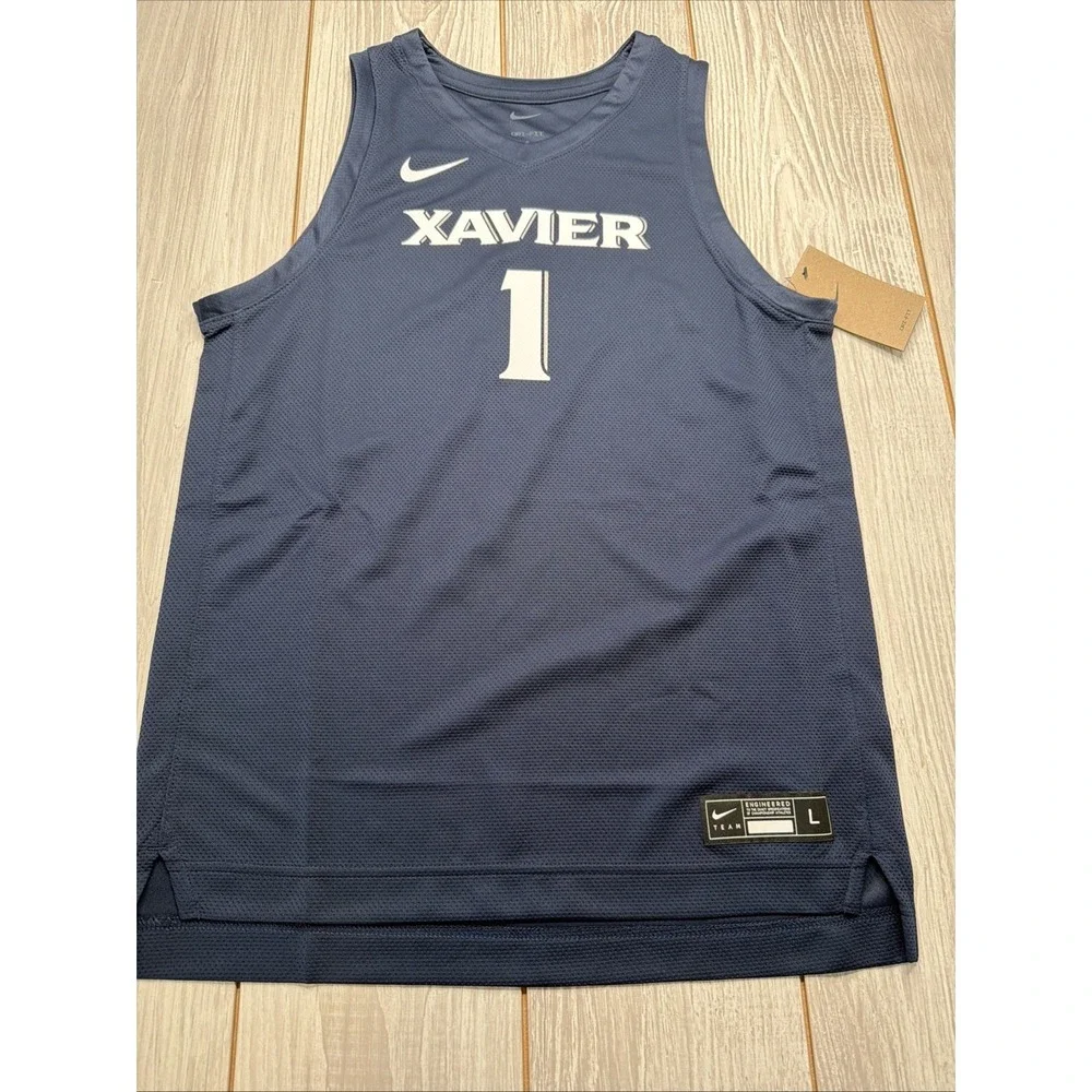 New Nike Youth Xavier Musketeers Basketball Jersey Size Kids Large #1 Navy Blue